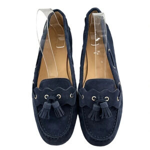 Talbots womens flats size 9.5 navy blue suede tassel driving loafers
